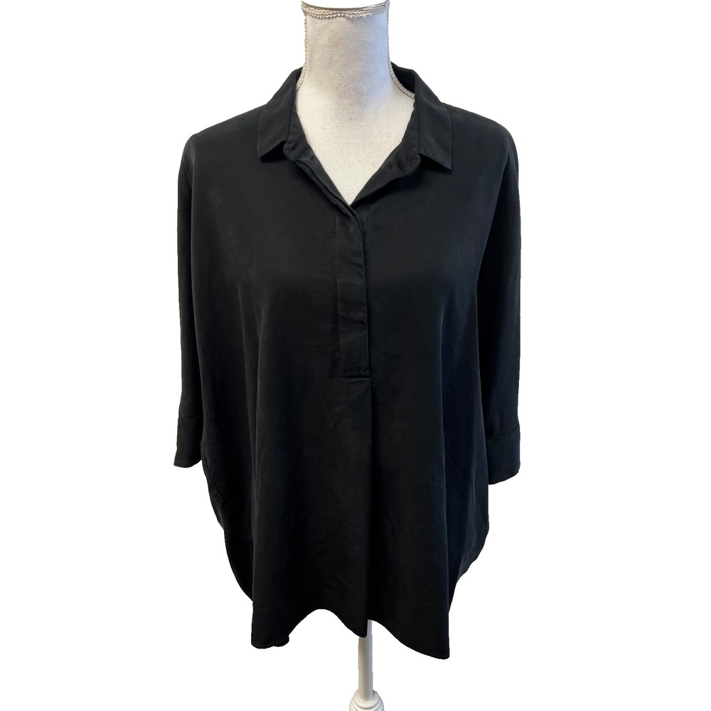 COS Blouse Top Womens‎ 40 US 8 10 Black Dolman Short Sleeve Oversize Lagenlook